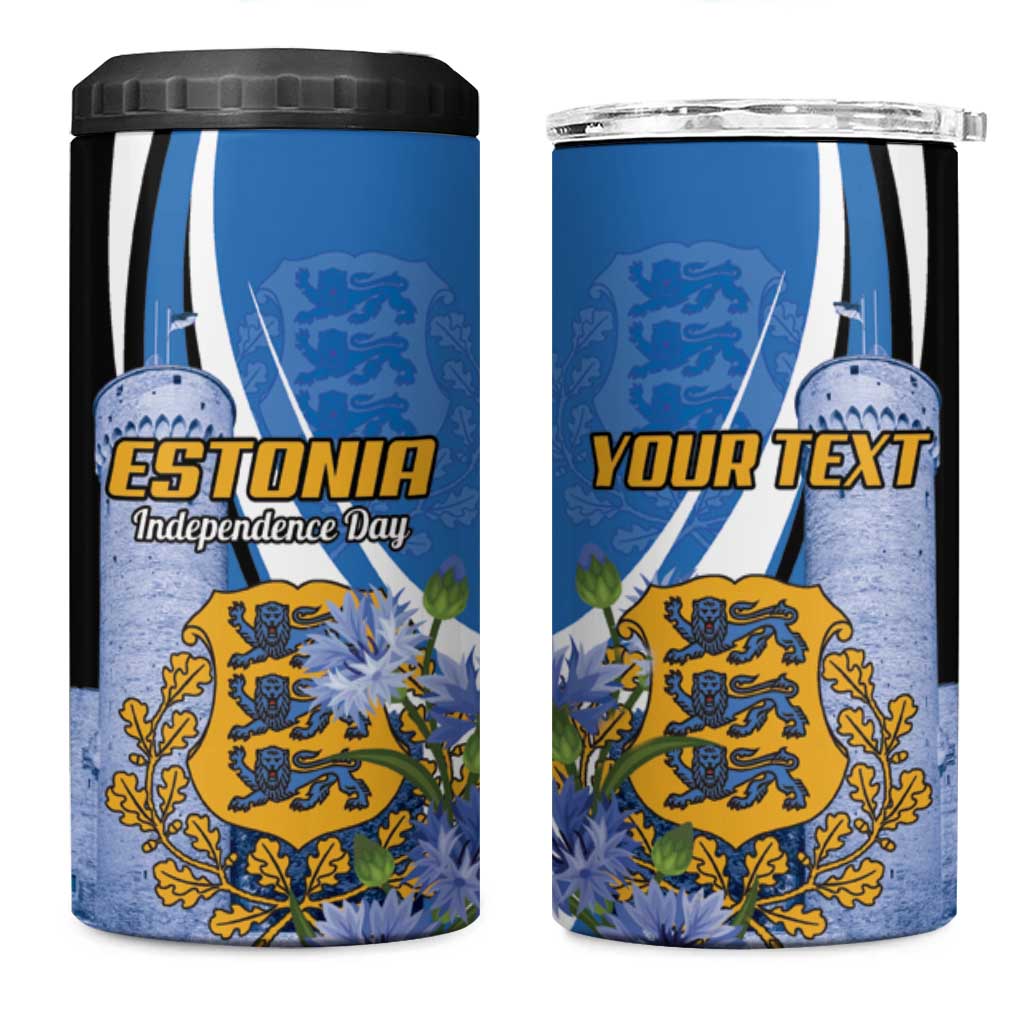 Estonia Independence Day Personalized 4 in 1 Can Cooler Tumbler Pikk Hermann Tower Estonian Pride