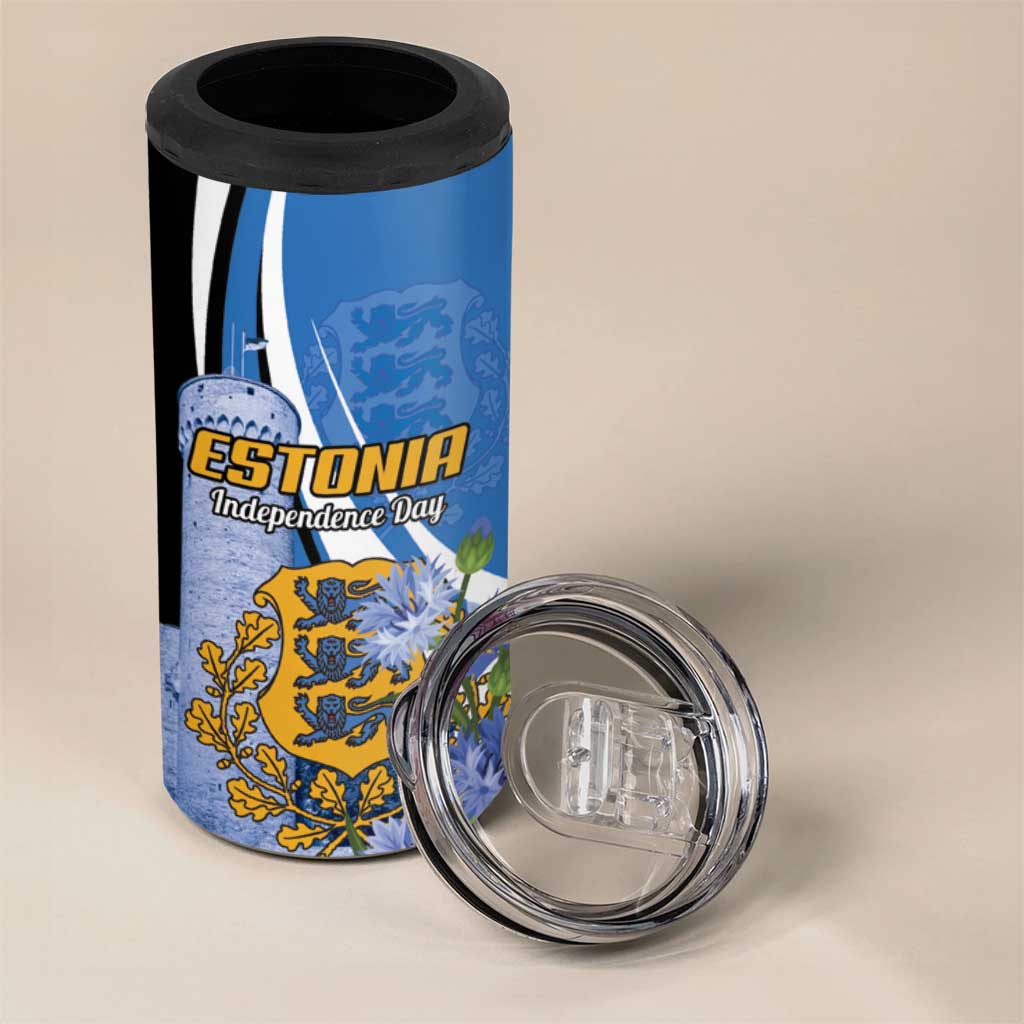 Estonia Independence Day Personalized 4 in 1 Can Cooler Tumbler Pikk Hermann Tower Estonian Pride