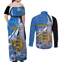 Estonia Independence Day Personalized Couples Matching Off Shoulder Maxi Dress and Long Sleeve Button Shirt Pikk Hermann Tower Estonian Pride