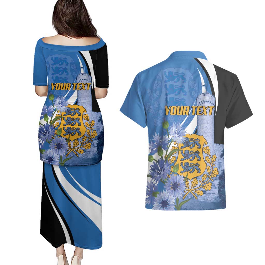 Estonia Independence Day Personalized Couples Matching Puletasi and Hawaiian Shirt Pikk Hermann Tower Estonian Pride