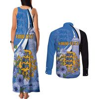Estonia Independence Day Personalized Couples Matching Tank Maxi Dress and Long Sleeve Button Shirt Pikk Hermann Tower Estonian Pride