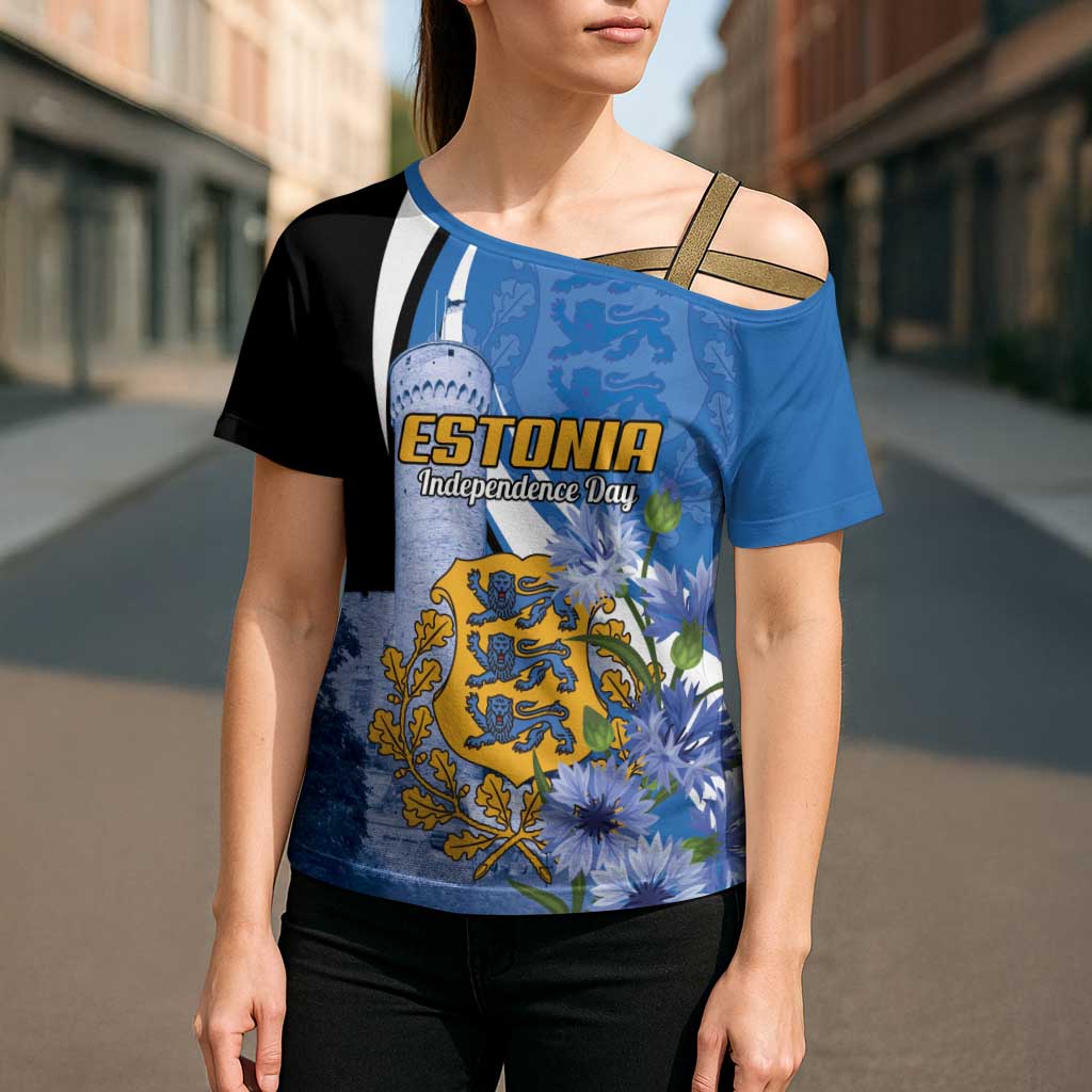 Estonia Independence Day Personalized Cross Shoulder Shirt Pikk Hermann Tower Estonian Pride