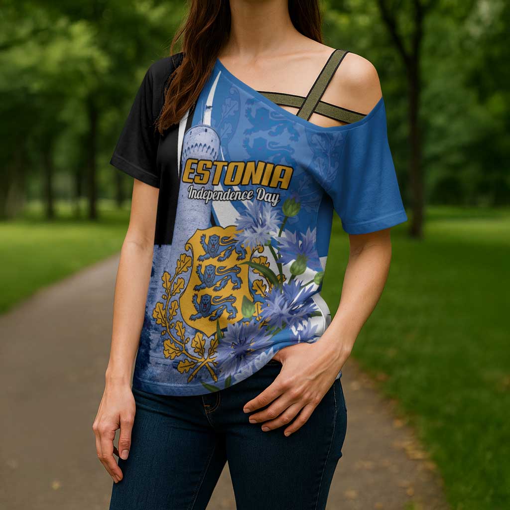 Estonia Independence Day Personalized Cross Shoulder Shirt Pikk Hermann Tower Estonian Pride