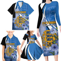 Estonia Independence Day Personalized Family Matching Long Sleeve Bodycon Dress and Hawaiian Shirt Pikk Hermann Tower Estonian Pride
