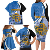 Estonia Independence Day Personalized Family Matching Long Sleeve Bodycon Dress and Hawaiian Shirt Pikk Hermann Tower Estonian Pride