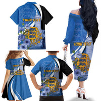 Estonia Independence Day Personalized Family Matching Off The Shoulder Long Sleeve Dress and Hawaiian Shirt Pikk Hermann Tower Estonian Pride