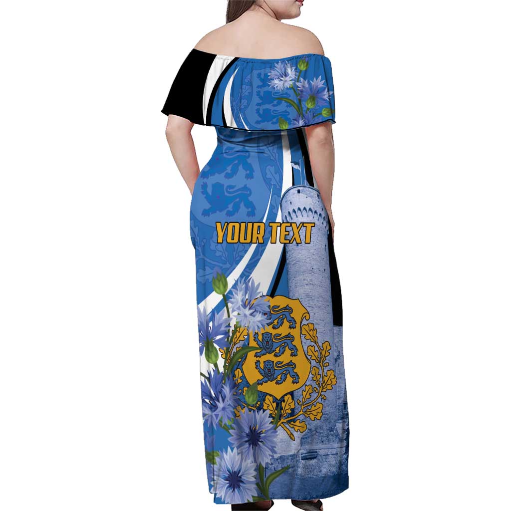 Estonia Independence Day Personalized Family Matching Off Shoulder Maxi Dress and Hawaiian Shirt Pikk Hermann Tower Estonian Pride