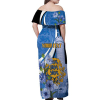 Estonia Independence Day Personalized Family Matching Off Shoulder Maxi Dress and Hawaiian Shirt Pikk Hermann Tower Estonian Pride
