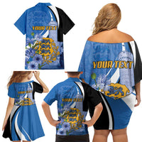 Estonia Independence Day Personalized Family Matching Off Shoulder Short Dress and Hawaiian Shirt Pikk Hermann Tower Estonian Pride