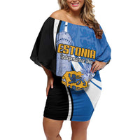 Estonia Independence Day Personalized Family Matching Off Shoulder Short Dress and Hawaiian Shirt Pikk Hermann Tower Estonian Pride