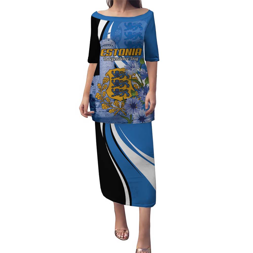 Estonia Independence Day Personalized Family Matching Puletasi and Hawaiian Shirt Pikk Hermann Tower Estonian Pride