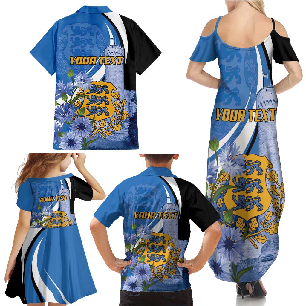 Estonia Independence Day Personalized Family Matching Summer Maxi Dress and Hawaiian Shirt Pikk Hermann Tower Estonian Pride