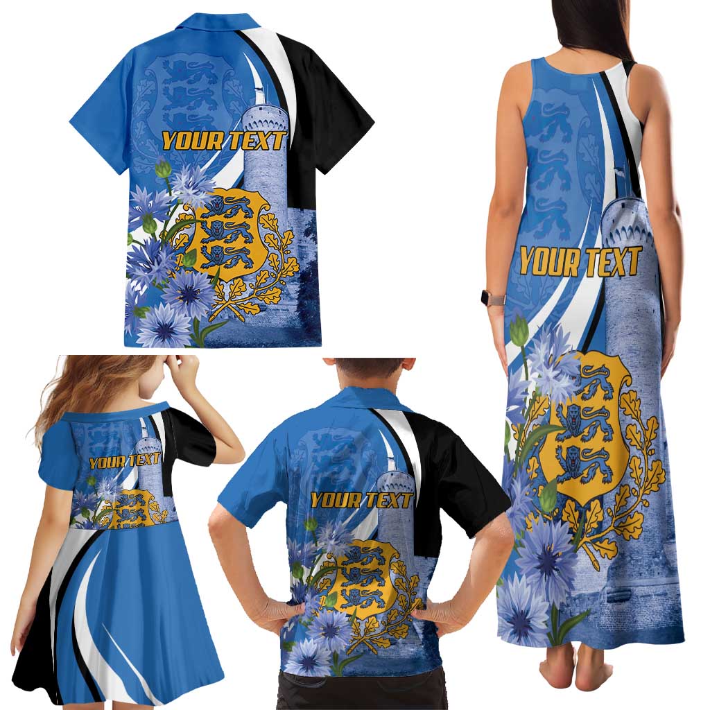 Estonia Independence Day Personalized Family Matching Tank Maxi Dress and Hawaiian Shirt Pikk Hermann Tower Estonian Pride