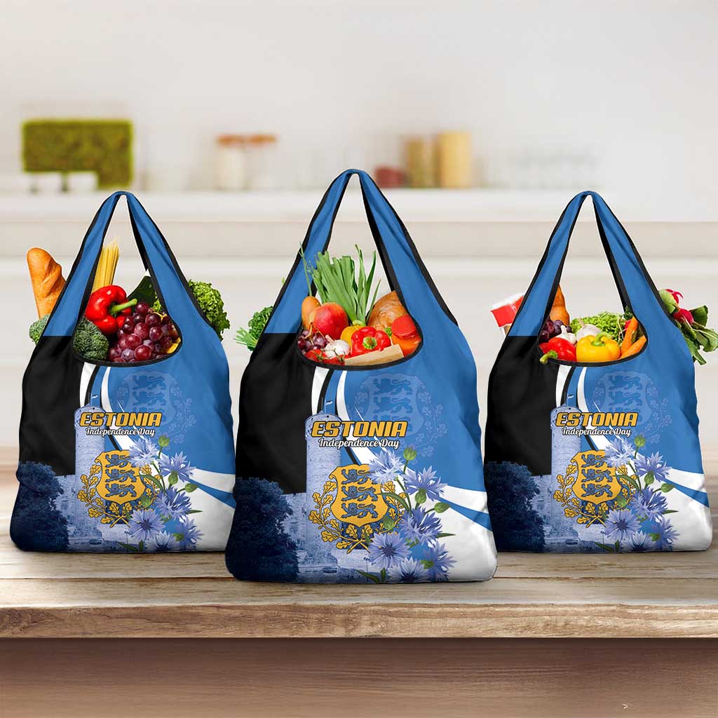 Estonia Independence Day Grocery Bag Pikk Hermann Tower Estonian Pride