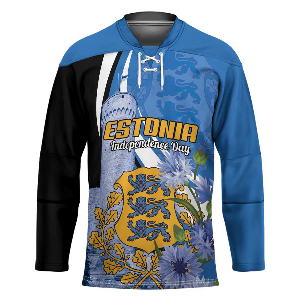 Estonia Independence Day Personalized Hockey Jersey Pikk Hermann Tower Estonian Pride