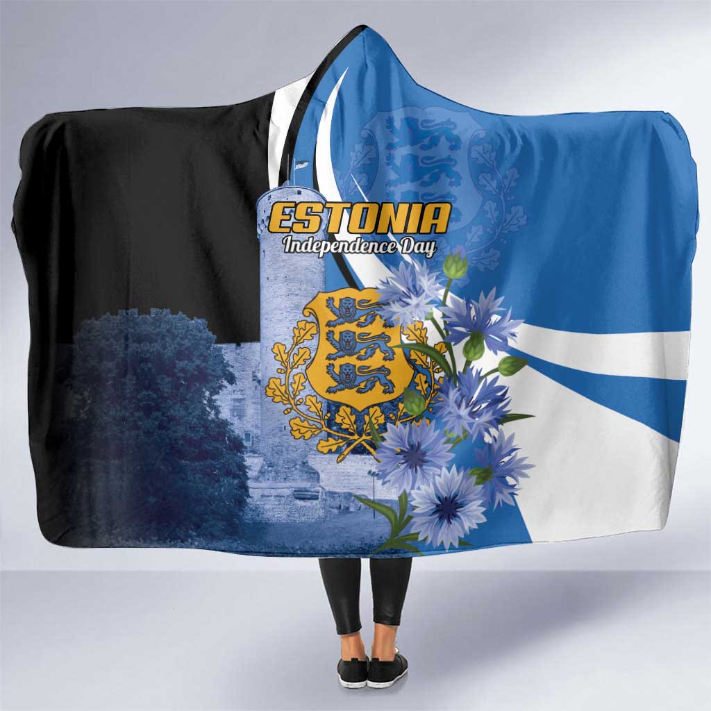 Estonia Independence Day Hooded Blanket Pikk Hermann Tower Estonian Pride