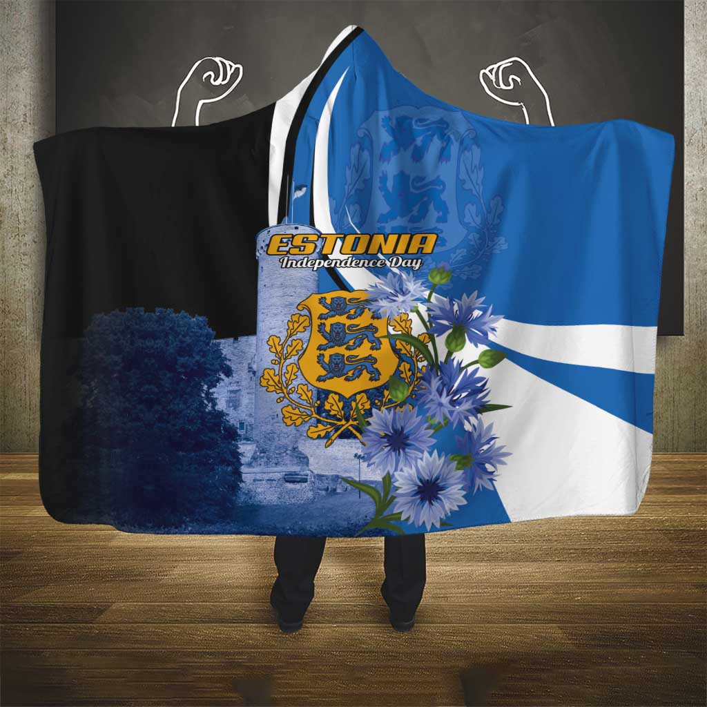 Estonia Independence Day Hooded Blanket Pikk Hermann Tower Estonian Pride