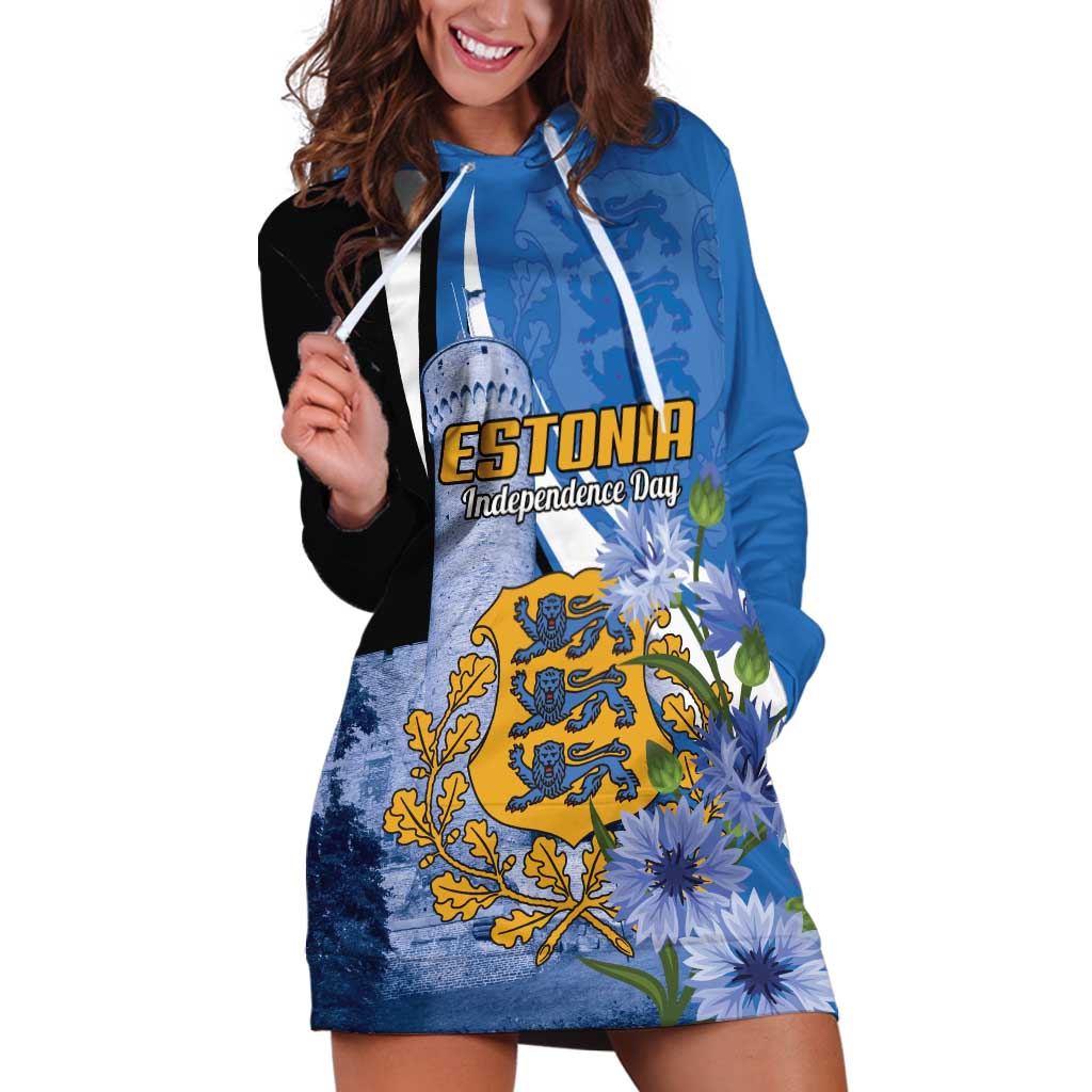 Estonia Independence Day Personalized Hoodie Dress Pikk Hermann Tower Estonian Pride