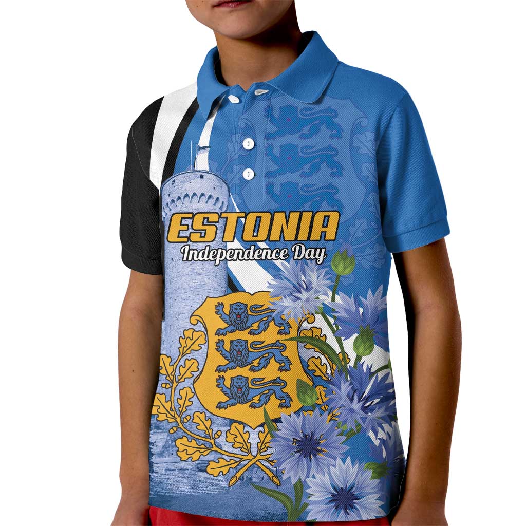 Estonia Independence Day Personalized Kid Polo Shirt Pikk Hermann Tower Estonian Pride