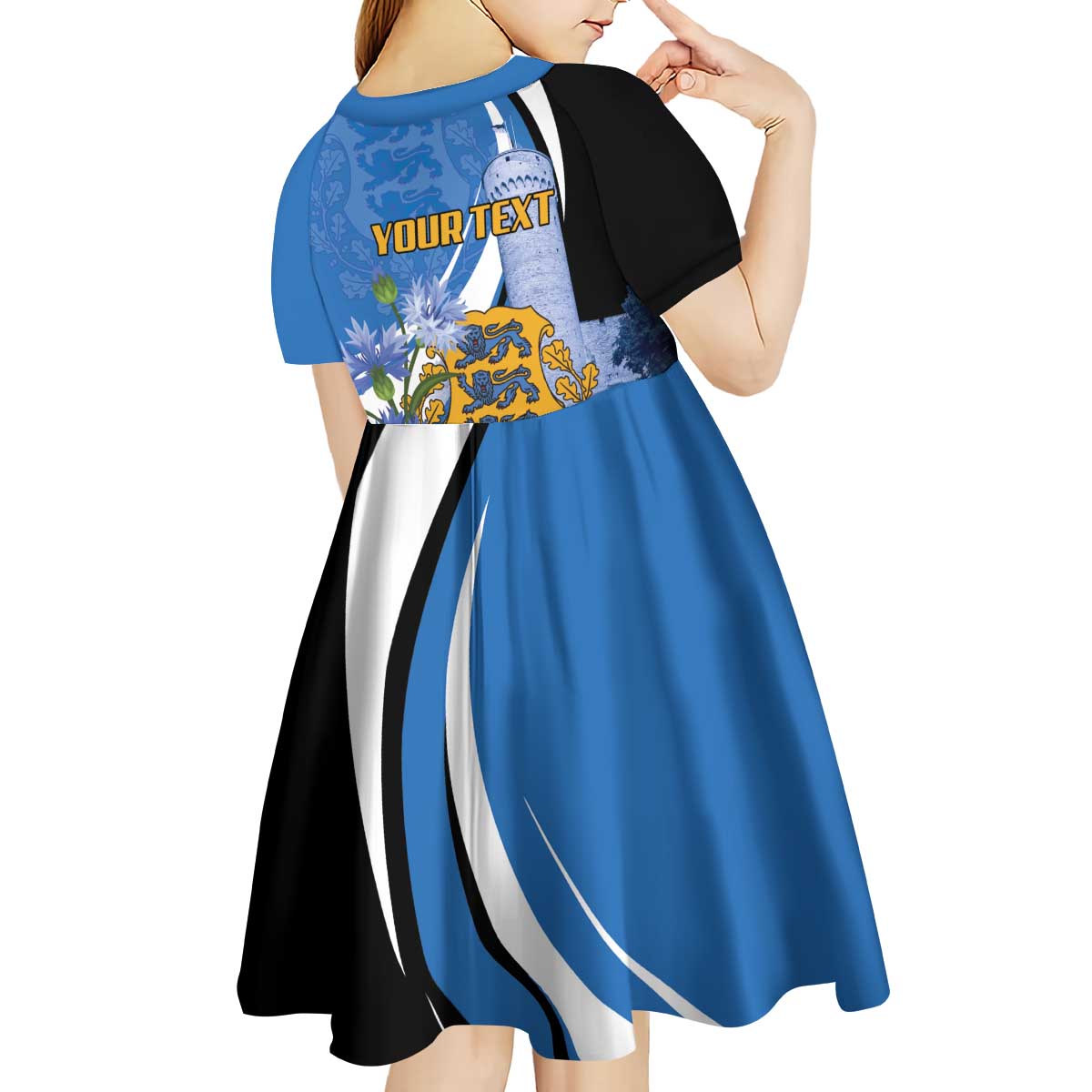 Estonia Independence Day Personalized Kid Short Sleeve Dress Pikk Hermann Tower Estonian Pride