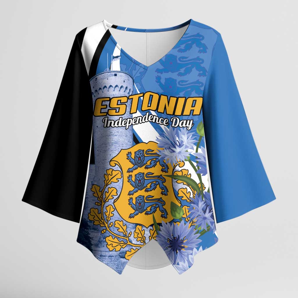 Estonia Independence Day Personalized Kimono Sleeve Blouse Pikk Hermann Tower Estonian Pride