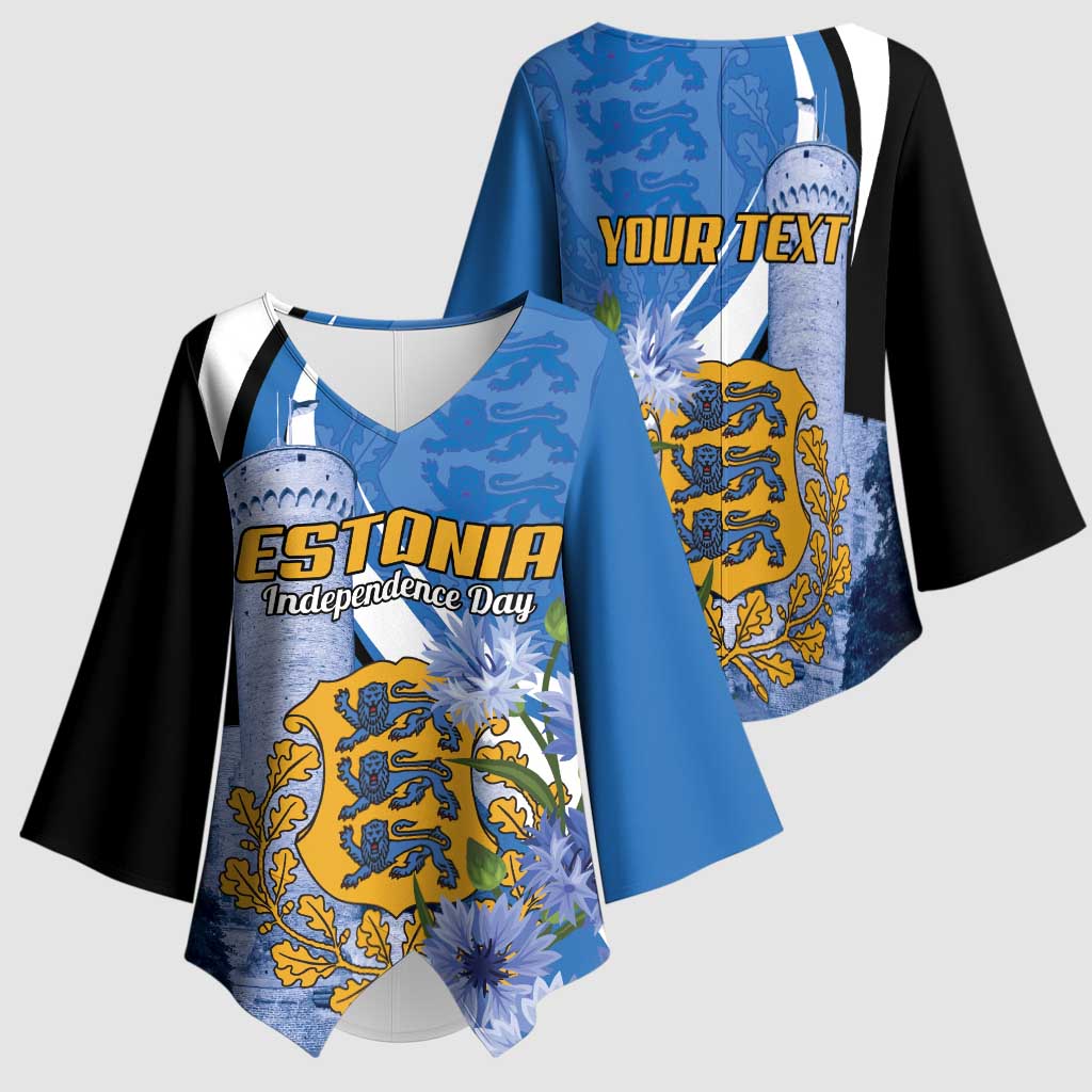 Estonia Independence Day Personalized Kimono Sleeve Blouse Pikk Hermann Tower Estonian Pride