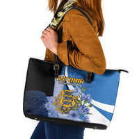 Estonia Independence Day Leather Tote Bag Pikk Hermann Tower Estonian Pride