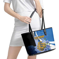 Estonia Independence Day Leather Tote Bag Pikk Hermann Tower Estonian Pride