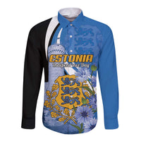 Estonia Independence Day Personalized Long Sleeve Button Shirt Pikk Hermann Tower Estonian Pride