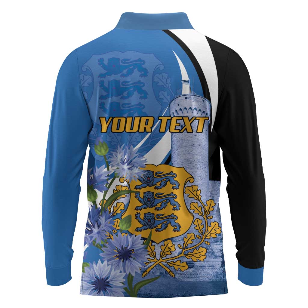 Estonia Independence Day Personalized Long Sleeve Polo Shirt Pikk Hermann Tower Estonian Pride