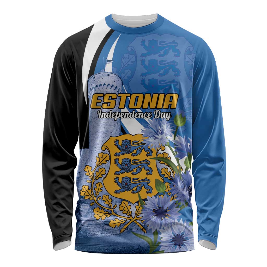Estonia Independence Day Personalized Long Sleeve Shirt Pikk Hermann Tower Estonian Pride