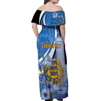 Estonia Independence Day Personalized Off Shoulder Maxi Dress Pikk Hermann Tower Estonian Pride