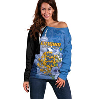 Estonia Independence Day Personalized Off Shoulder Sweater Pikk Hermann Tower Estonian Pride