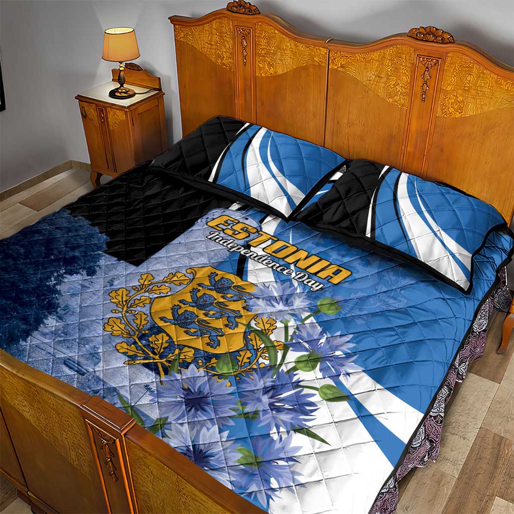 Estonia Independence Day Quilt Bed Set Pikk Hermann Tower Estonian Pride