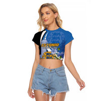 Estonia Independence Day Personalized Raglan Cropped T Shirt Pikk Hermann Tower Estonian Pride
