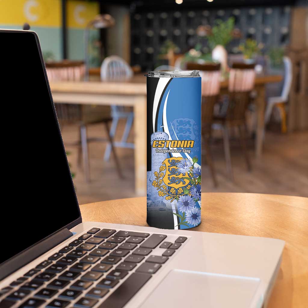 Estonia Independence Day Personalized Skinny Tumbler Pikk Hermann Tower Estonian Pride
