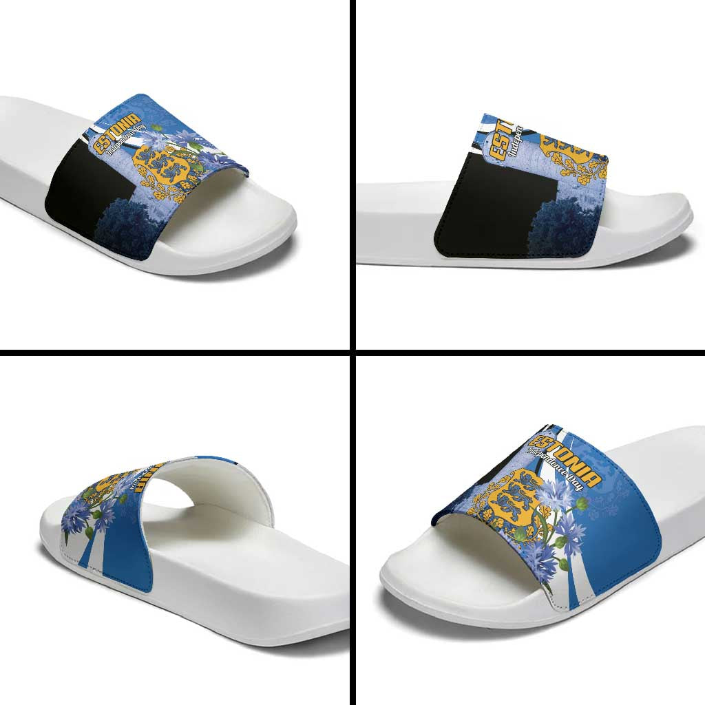 Estonia Independence Day Slide Sandals Pikk Hermann Tower Estonian Pride