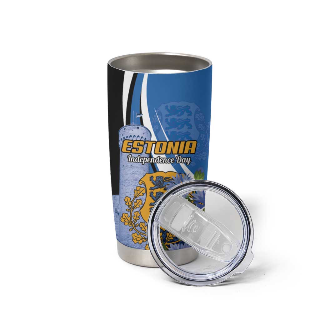 Estonia Independence Day Personalized Tumbler Cup Pikk Hermann Tower Estonian Pride