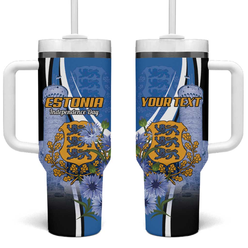 Estonia Independence Day Personalized Tumbler With Handle Pikk Hermann Tower Estonian Pride