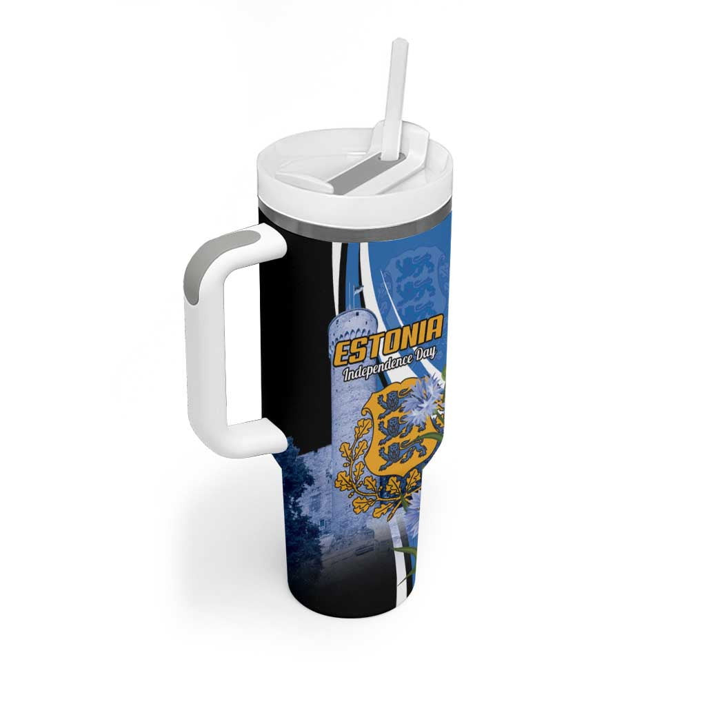 Estonia Independence Day Personalized Tumbler With Handle Pikk Hermann Tower Estonian Pride