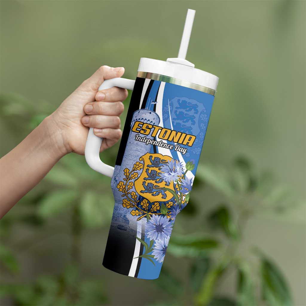 Estonia Independence Day Personalized Tumbler With Handle Pikk Hermann Tower Estonian Pride