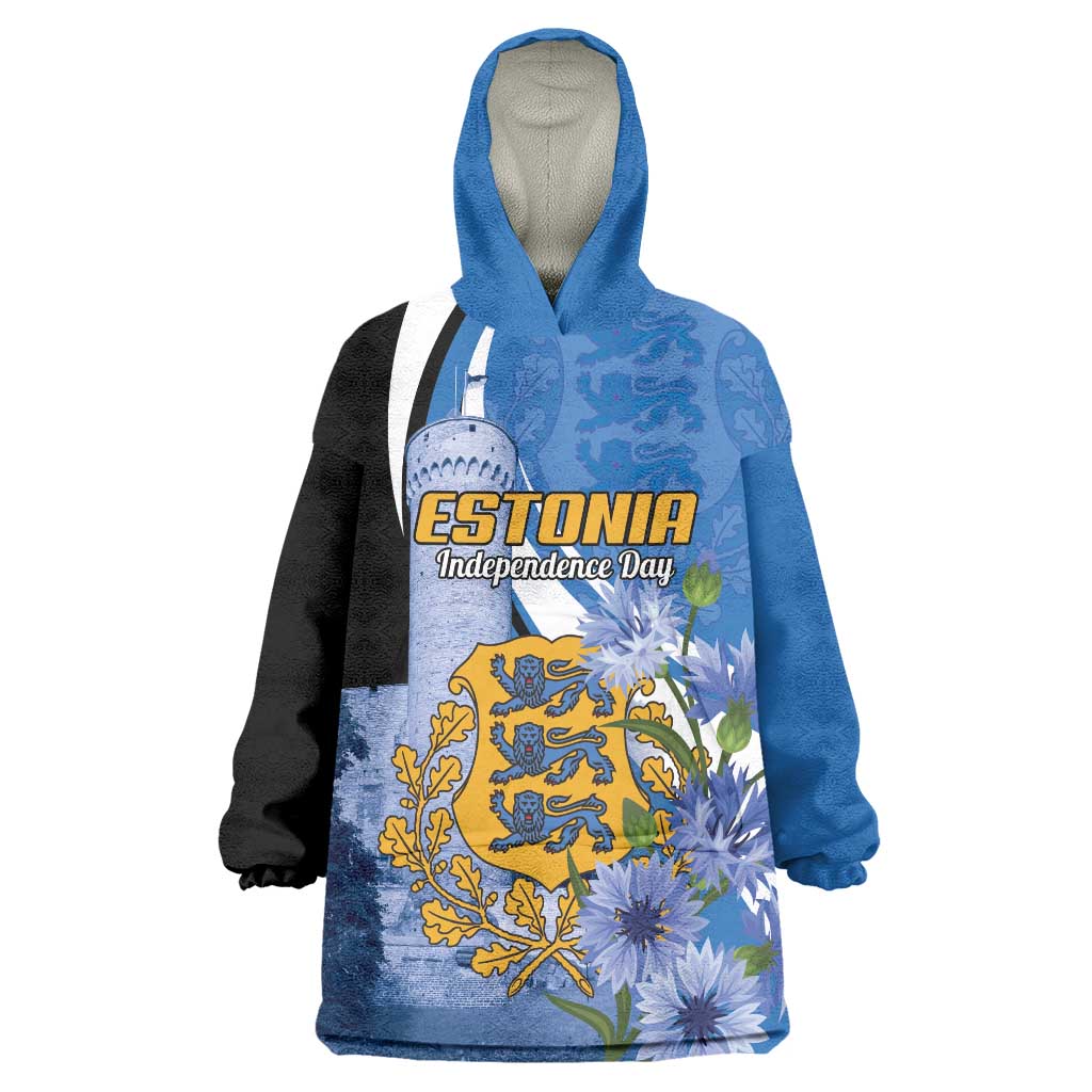 Estonia Independence Day Personalized Wearable Blanket Hoodie Pikk Hermann Tower Estonian Pride