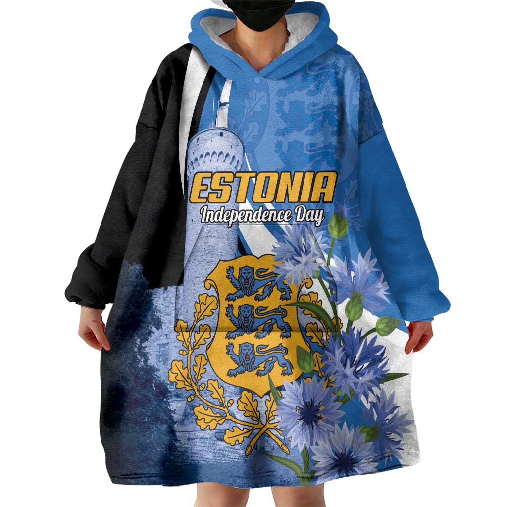 Estonia Independence Day Personalized Wearable Blanket Hoodie Pikk Hermann Tower Estonian Pride