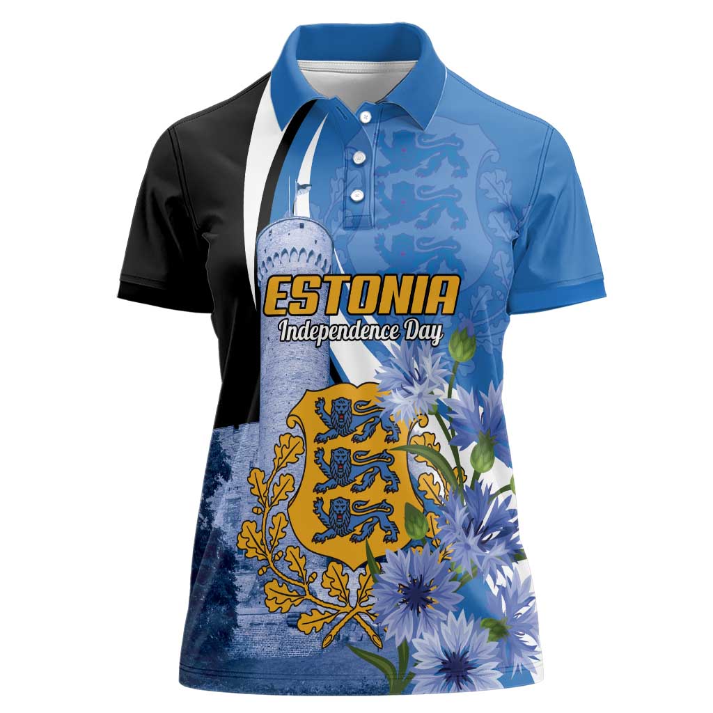 Estonia Independence Day Personalized Women Polo Shirt Pikk Hermann Tower Estonian Pride