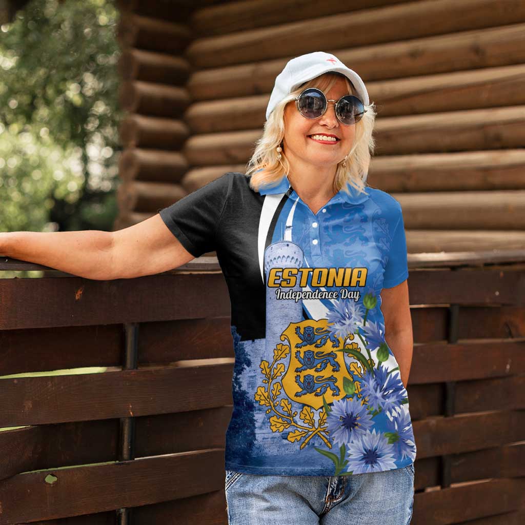Estonia Independence Day Personalized Women Polo Shirt Pikk Hermann Tower Estonian Pride