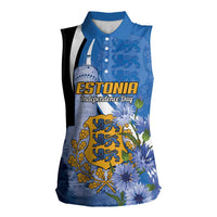 Estonia Independence Day Personalized Women Sleeveless Polo Shirt Pikk Hermann Tower Estonian Pride