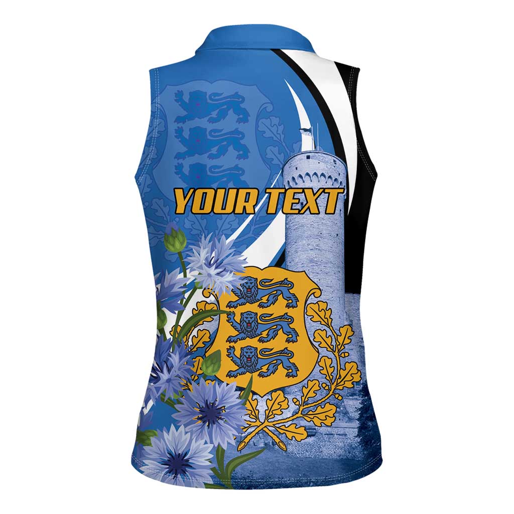 Estonia Independence Day Personalized Women Sleeveless Polo Shirt Pikk Hermann Tower Estonian Pride