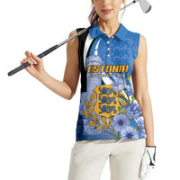 Estonia Independence Day Personalized Women Sleeveless Polo Shirt Pikk Hermann Tower Estonian Pride