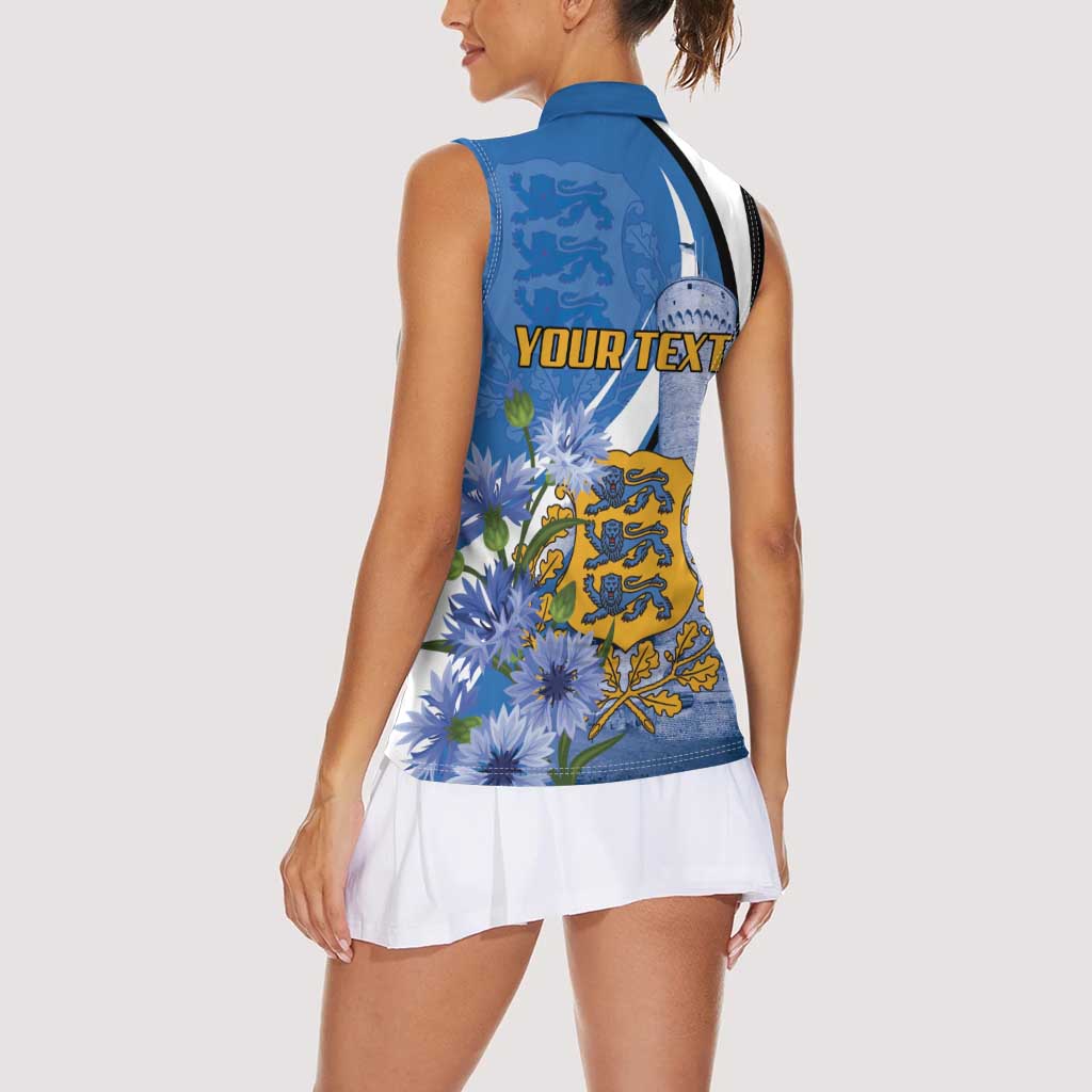Estonia Independence Day Personalized Women Sleeveless Polo Shirt Pikk Hermann Tower Estonian Pride