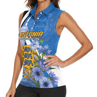 Estonia Independence Day Personalized Women Sleeveless Polo Shirt Pikk Hermann Tower Estonian Pride